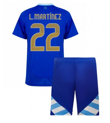 Argentina Lautaro Martinez #22 Bortaställ Barn Copa America 2024 Kortärmad (+ Korta byxor)